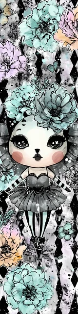 Free kawaii cats bookmark featuring a very light blue kawaii cat with diamonds